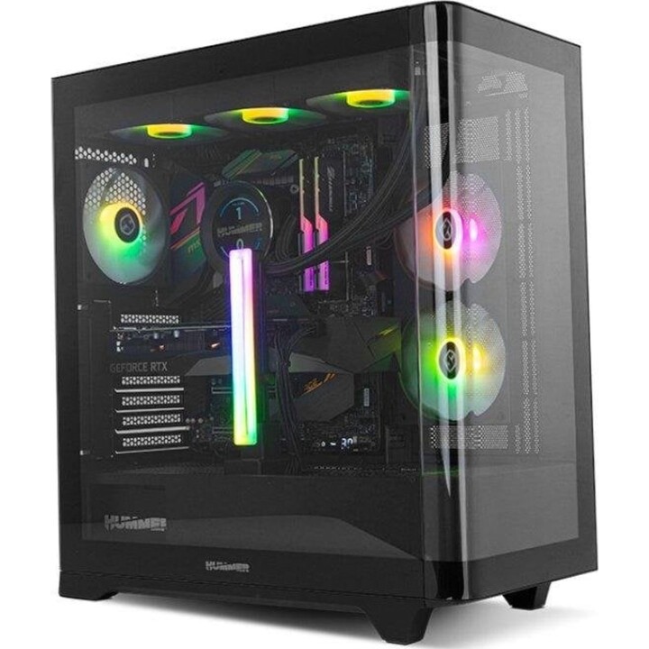 Torre PC Caja PC NOX Hummer ETHER Semitorre Gaming Cristal Curvo ATX USB-C Negro