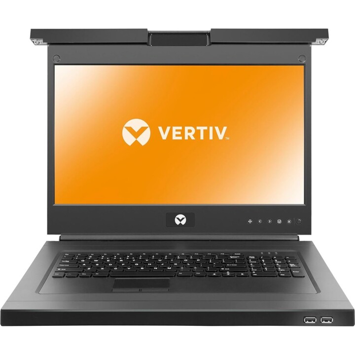 Vertiv LRA185KMM8D-001 1U Rackmount LCD 18.5" KVM Console, 8-Port Switch, USB Keyboard/Touchpad, VGA Video