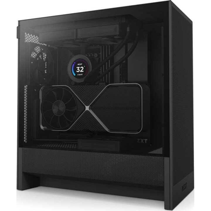 NZXT H5 Flow 2024 Midi Tower E-ATX Hartglas USB-C PC Tower Schwarz