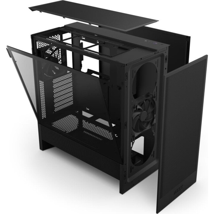 NZXT H5 Flow 2024 Midi Tower E-ATX Hartglas USB-C PC Tower Schwarz