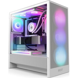 NZXT H5 Flow RGB 2024 Midi Tower E-ATX Tempered Glass USB-C PC Tower White
