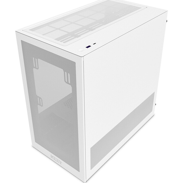 NZXT H3 Flow White PC Tower Case with Tempered Glass, Micro ATX, Mini-ITX, and Midi Case