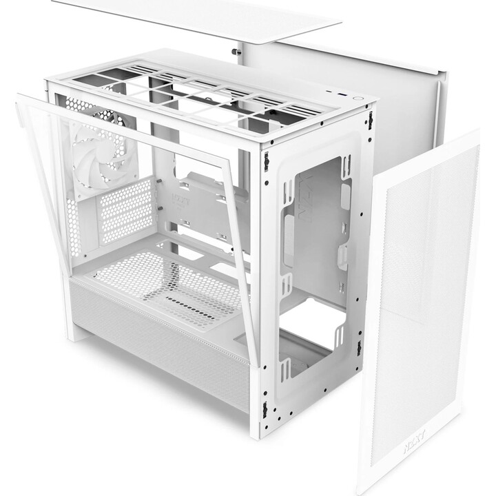 NZXT H3 Flow White PC Tower Case with Tempered Glass, Micro ATX, Mini-ITX, and Midi Case