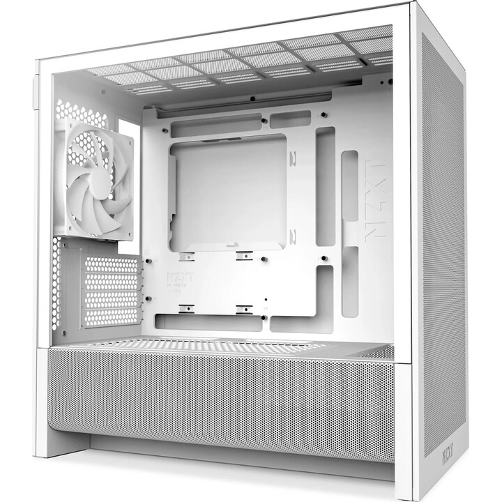 NZXT H3 Flow White PC Tower Case with Tempered Glass, Micro ATX, Mini-ITX, and Midi Case