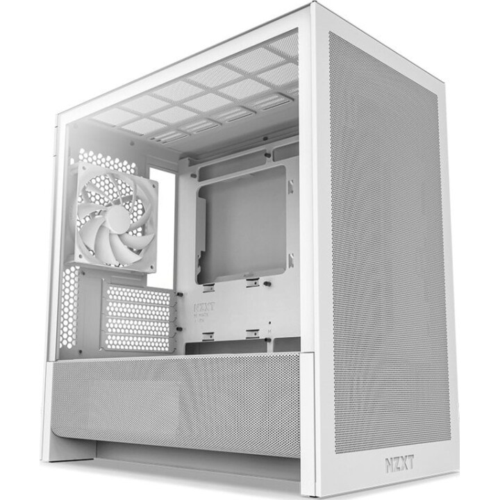 NZXT H3 Flow White PC Tower Case with Tempered Glass, Micro ATX, Mini-ITX, and Midi Case