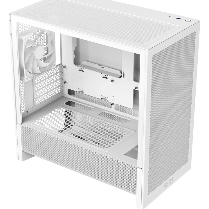 NZXT H3 Flow White PC Tower Case with Tempered Glass, Micro ATX, Mini-ITX, and Midi Case