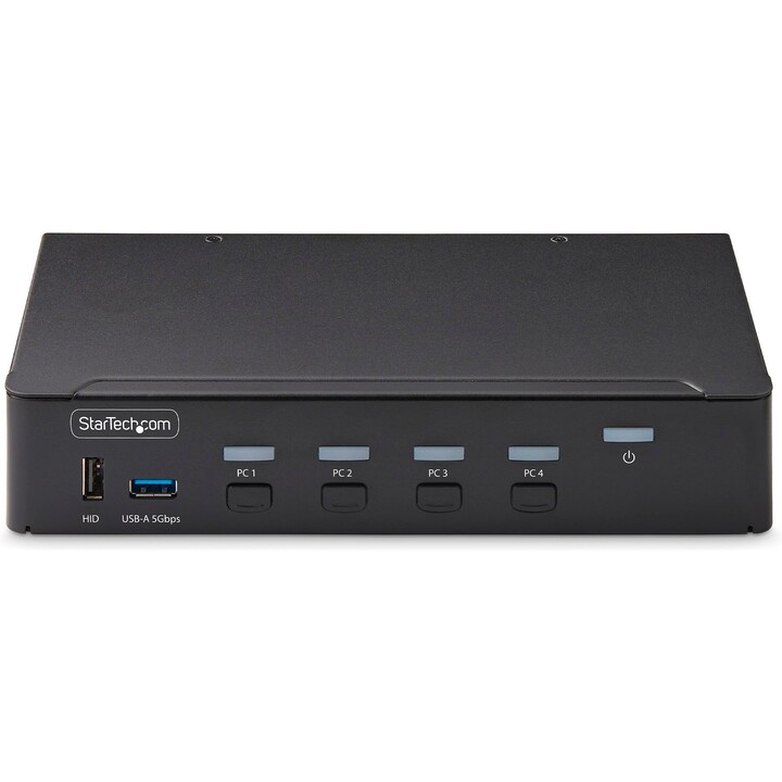 StarTech P4AD122-KVM-SWITCH: 4-Port DisplayPort KVM Switch, 4K@60Hz, USB 3.2 Hub (6 Ports), Audio Support, TAA Compliant, Hotkey