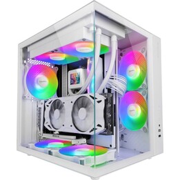 Torre PC Mars Gaming MCV-ONE Caja Gaming ATX Doble Cristal Templado Ventilador Trasero FRGB 12cm Blanco
