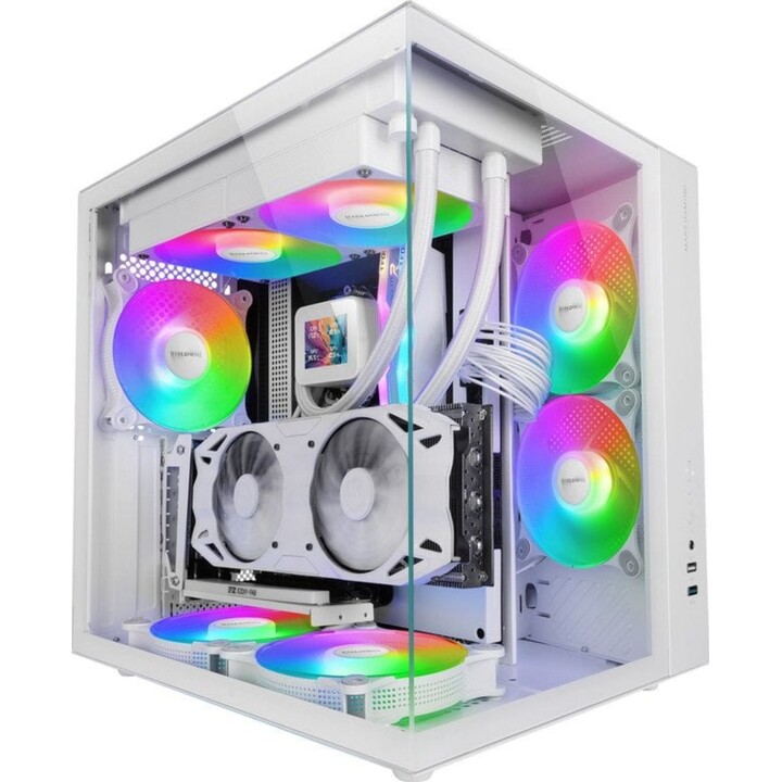 Mars Gaming MCV-ONE PC Tower ATX Gaming Case com painel lateral duplo de vidro temperado e ventoinha traseira FRGB de 12 cm (bra