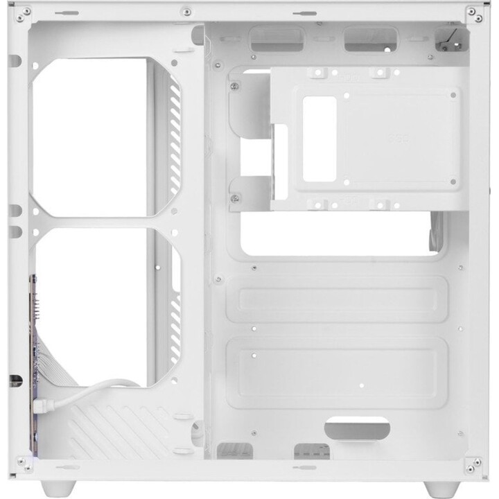 Mars Gaming MCV-ONE PC Tower ATX Gaming Case with Double Tempered Glass Side Panel and 12cm FRGB Rear Fan (White)
