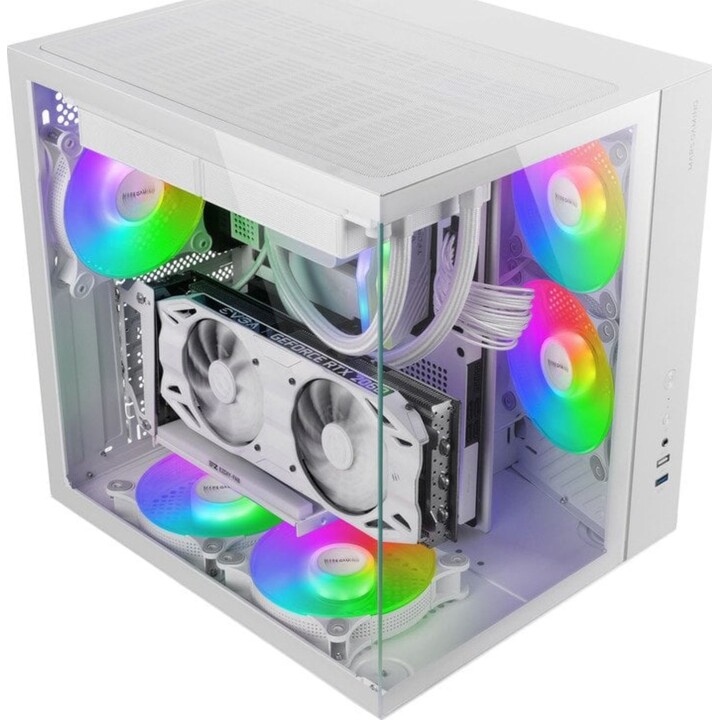Mars Gaming MCV-ONE PC Tower ATX Case da gioco con doppio pannello laterale in vetro temperato e ventola posteriore FRGB da 12 c