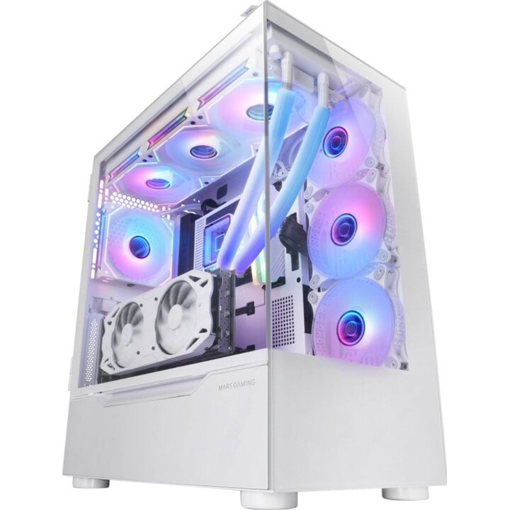 Mars Gaming MC-ULT Custom XXL E-ATX Boîtier de jeu avec double porte latérale en verre trempé, blanc