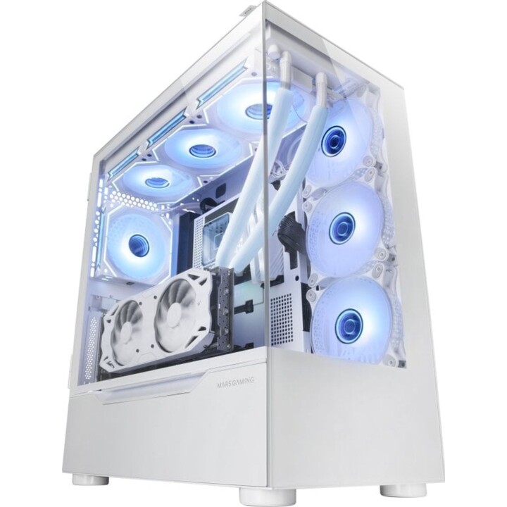 Mars Gaming MC-ULT Custom XXL E-ATX Boîtier de jeu avec double porte latérale en verre trempé, blanc