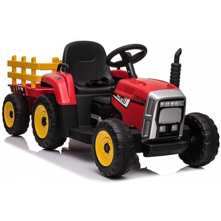 Tractor Ceres con remolque 12V Rojo - Coche eléctrico para niños