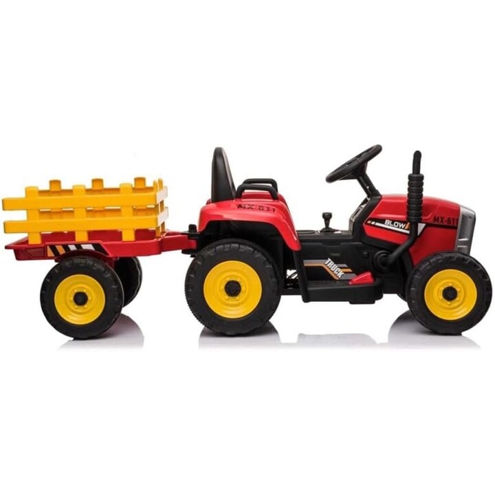Tractor Ceres con remolque 12V Rojo - Coche eléctrico para niños