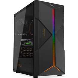 Krux Astral Gaming ATX schwarzes PC-Gehäuse mit Seitenfenster aus gehärtetem Glas
