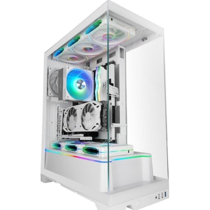 Torre PC Caja Mars Gaming MC-PRISMA Triple Cristal ARGB Blanco Semitorre ATX