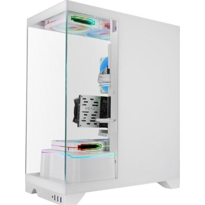 Torre PC Caja Mars Gaming MC-PRISMA Triple Cristal ARGB Blanco Semitorre ATX