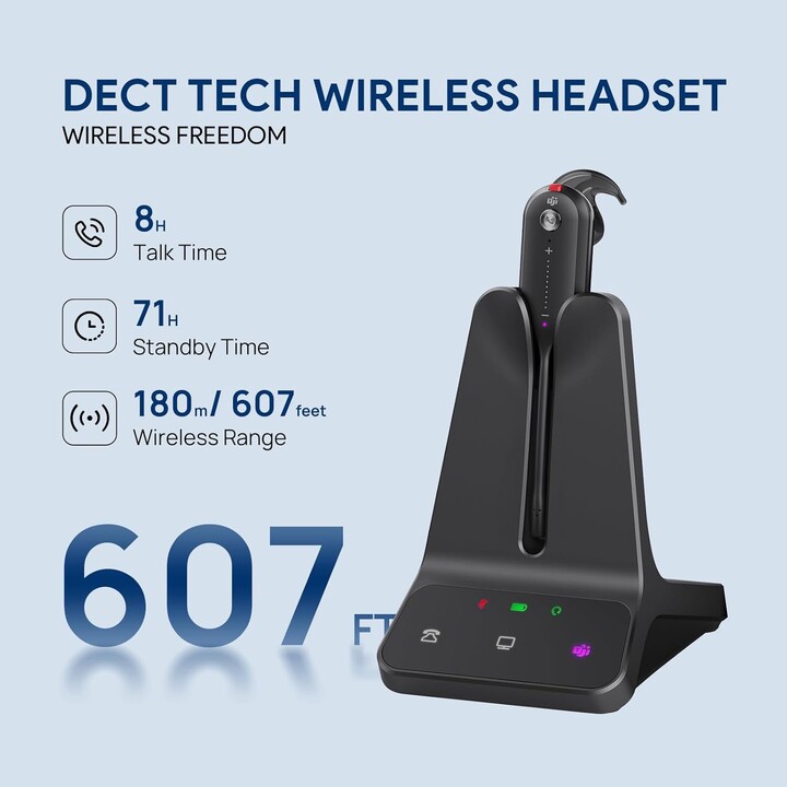 Yealink WH63 E2 DECT Wireless Headphones with Microphone, 2 Noise Cancelling Earphones (écouteurs à réduction de bruit)