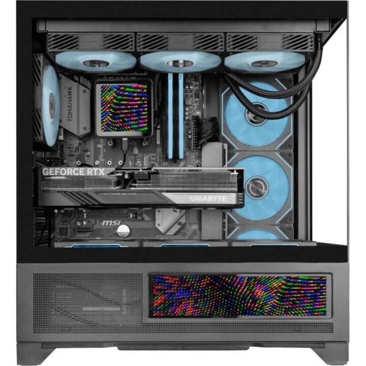 Mars Gaming MC-LCDX ATX PC Tower Case com tela de malha de vidro temperado IPS de 9,16", preta