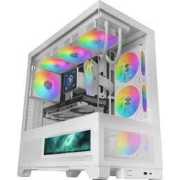 Mars Gaming MC-LCDX IPS 9,16" ATX PC-Tower-Gehäuse, Weiß, gehärtetes Glas, Mesh