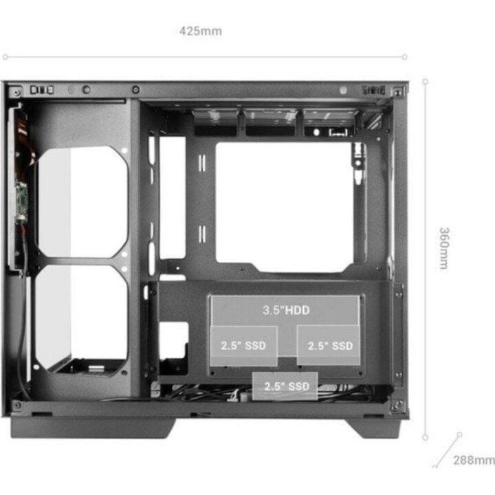 Custodia Tower per PC Mars Gaming MC-MIRAGE ATX con schermo LCD IPS da 7,2" e vetro temperato