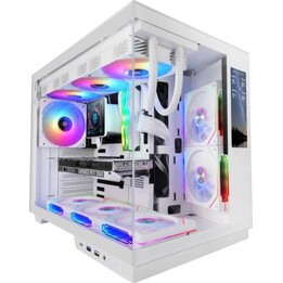 Mars Gaming MC-MIRAGE ATX Boîtier tour PC avec écran en verre trempé IPS 7,2" Blanc