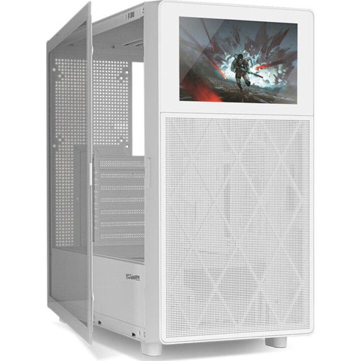 Caja Pc Nox Semitorre Hummer Bios pantalla LCD 8", Blanco