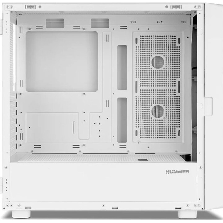 Nox Hummer Mid-Tower PC-Gehäuse mit BIOS und 8-Zoll-LCD-Bildschirm, Weiß