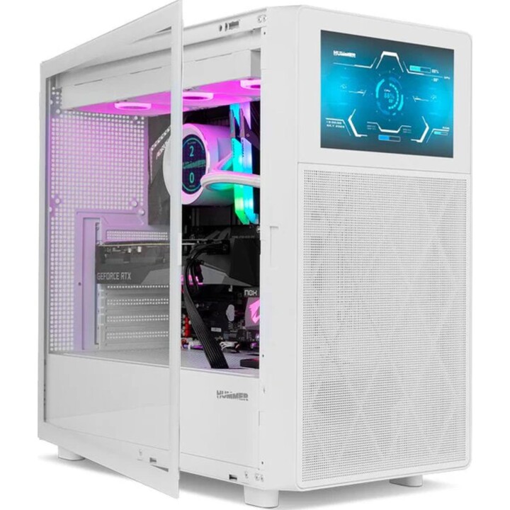 Caja Pc Nox Semitorre Hummer Bios pantalla LCD 8", Blanco