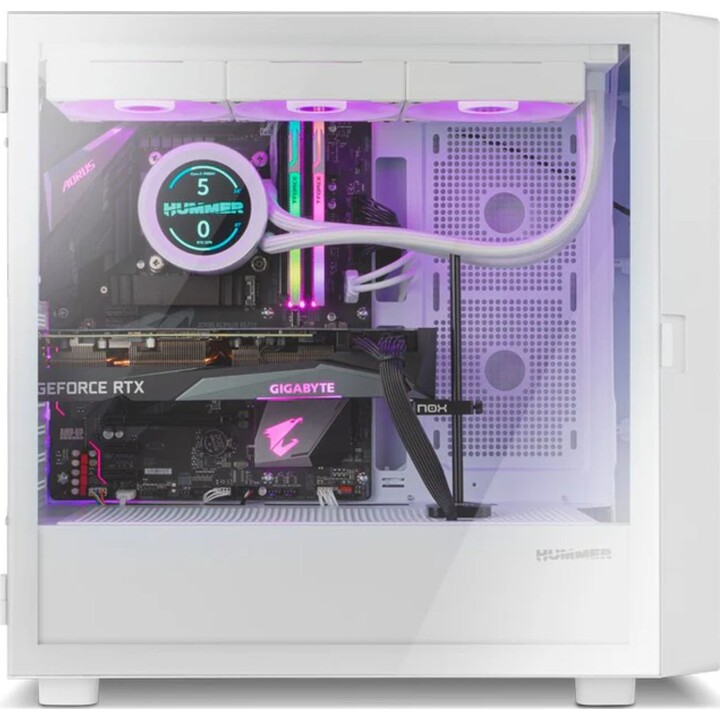 Caja Pc Nox Semitorre Hummer Bios pantalla LCD 8", Blanco
