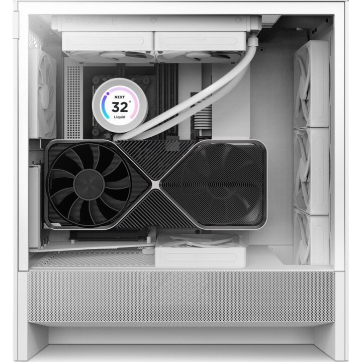 NZXT H5 Flow 2024 Midi Tower E-ATX Hartglas USB-C PC Tower Weiß