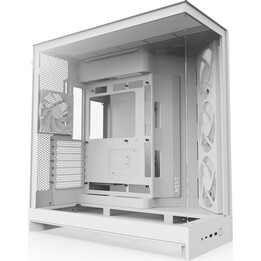 Case tower per PC bianco NZXT H9 Flow RGB con ventole RGB da 3 x 140 mm e doppi pannelli in vetro temperato