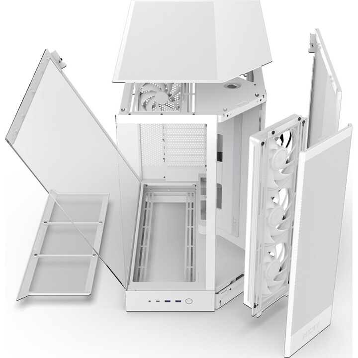 NZXT H9 Flow RGB White PC Tower Case with 3x140mm RGB fans and dual tempered glass panels
