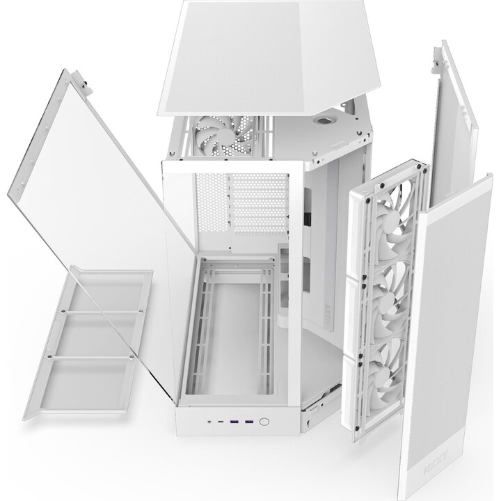 Torre de PC NZXT H9 Flow White com janela de vidro temperado para ATX, EATX, mATX e Mini-ITX (4 ventiladores)