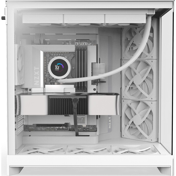 Torre de PC NZXT H9 Flow White com janela de vidro temperado para ATX, EATX, mATX e Mini-ITX (4 ventiladores)