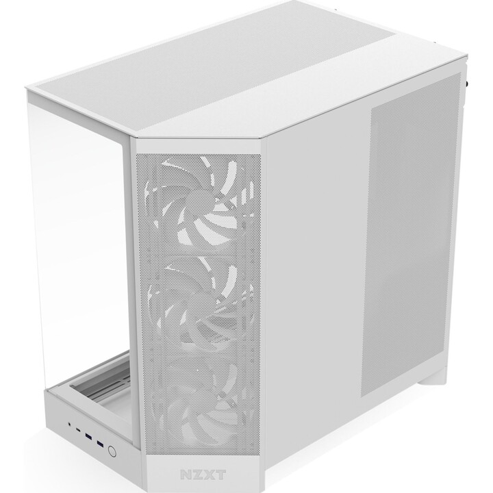 NZXT H9 Flow White PC Tower with Tempered Glass Window for ATX, EATX, mATX, and Mini-ITX (4 Fans)