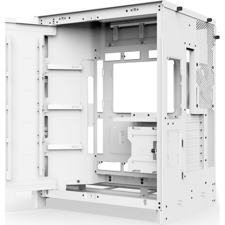NZXT H9 Flow White PC Tower with Tempered Glass Window for ATX, EATX, mATX, and Mini-ITX (4 Fans)