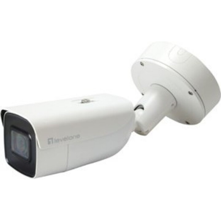 LevelOne FCS-5212: Cámara IP tipo bala para exteriores de 5MP, CMOS de 1/2,8", lente de 4mm (87° HFoV), WDR 120dB, IR 30m, IP67/