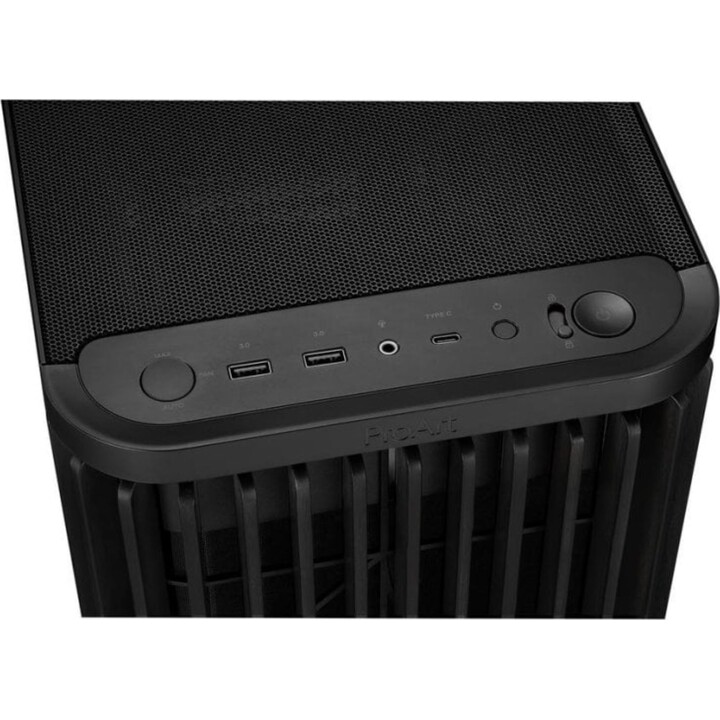 ASUS ProArt PA401 ATX case with mesh panel, wood finish, USB-C port