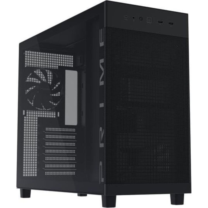 ASUS PRIME AP303 TG - Gabinete ATX com Vidro Temperado e USB-C, Preto