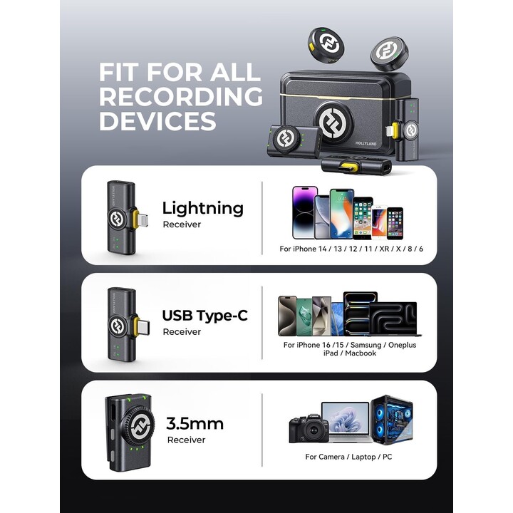 Microfono hollyland wireless lark m2 combo nero