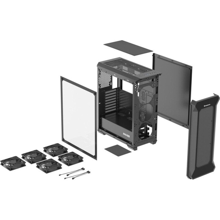 Genesis Irid 505F Midi Tower PC Tower Tempered Glass USB 3.0 Black