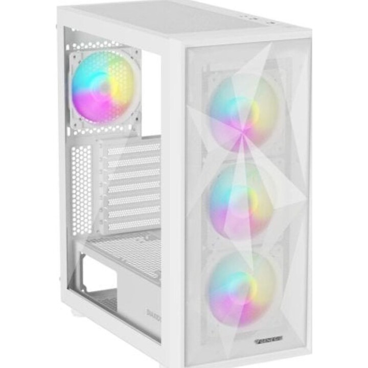 Tower PC GENESIS Diaxid 605 ARGB bianco con vetro temperato, ATX e 4 ventole RGB