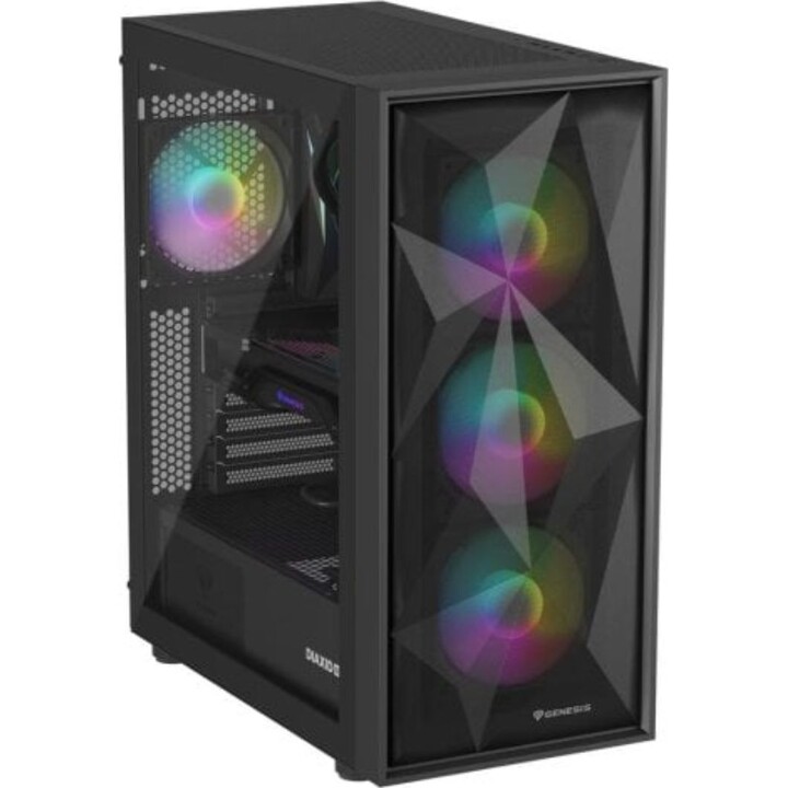 Tower PC Genesis Diaxid 605 ARGB con ventole silenziose, filtri antipolvere, vetro temperato e USB-C