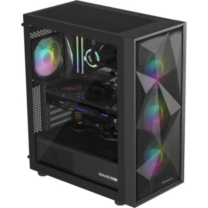 Tower PC Genesis Diaxid 605 ARGB con ventole silenziose, filtri antipolvere, vetro temperato e USB-C