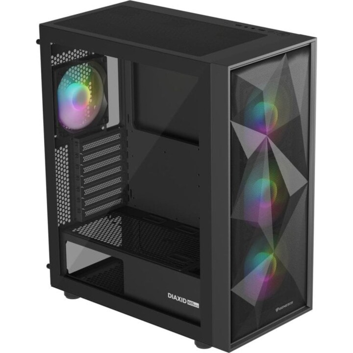Tower PC Genesis Diaxid 605 ARGB con ventole silenziose, filtri antipolvere, vetro temperato e USB-C