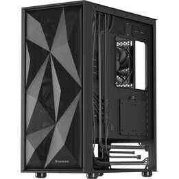 Genesis Diaxid 605F ATX PC Tower, preto, vidro temperado, USB-C, filtros de poeira, 5 ventiladores