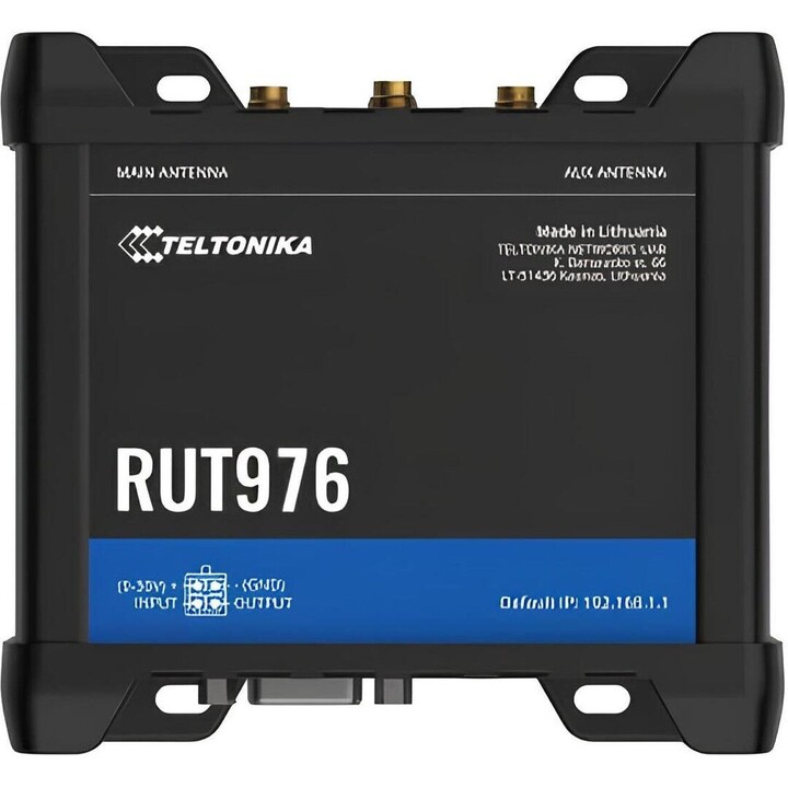 Enrutador industrial Teltonika RUT976 RedCap 5G, 5G NR SA (223Mbps DL/123Mbps UL)