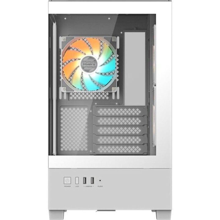 Gigabyte C201 PANORAMIC ICE Bianco RGB Midi Tower PC Case con vetro temperato, ATX